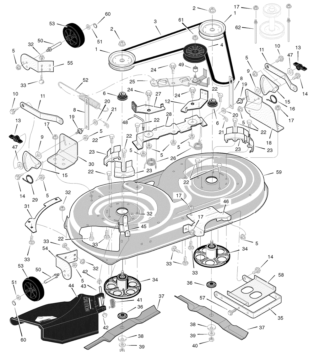 Mower Housing Diagram and Parts List for 425615X99A 2004 Briggs and Stratton Lawn Tractor